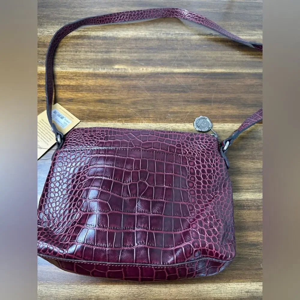 NWT Patricia Nash Plum 10th Anniversary Crossbody Bag Croc Leather Top Zip‎